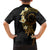 Polynesian Spiral Tribal Tattoo Family Matching Off Shoulder Short Dress and Hawaiian Shirt Golden Color