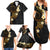 Polynesian Spiral Tribal Tattoo Family Matching Summer Maxi Dress and Hawaiian Shirt Golden Color