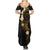 Polynesian Spiral Tribal Tattoo Family Matching Summer Maxi Dress and Hawaiian Shirt Golden Color