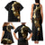 Polynesian Spiral Tribal Tattoo Family Matching Tank Maxi Dress and Hawaiian Shirt Golden Color