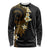 Polynesian Spiral Tribal Tattoo Long Sleeve Shirt Golden Color