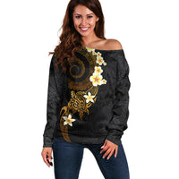 Polynesian Spiral Tribal Tattoo Off Shoulder Sweater Golden Color LT03 Women Yellow - Polynesian Pride
