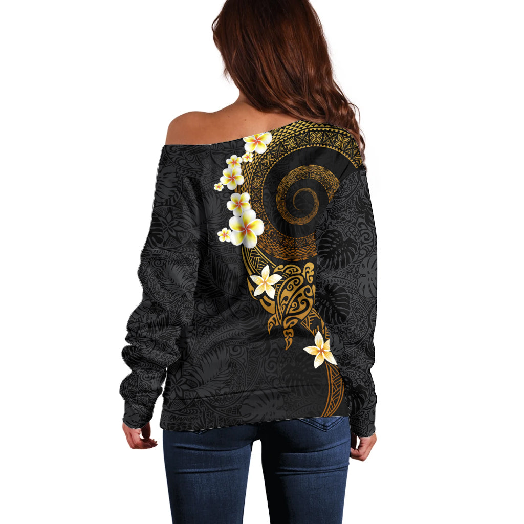 Polynesian Spiral Tribal Tattoo Off Shoulder Sweater Golden Color LT03 - Polynesian Pride