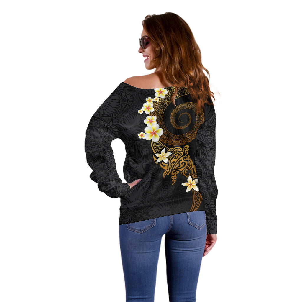 Polynesian Spiral Tribal Tattoo Off Shoulder Sweater Golden Color LT03 - Polynesian Pride