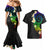 Polynesian Spiral Tribal Tattoo Couples Matching Mermaid Dress and Hawaiian Shirt Fanciful Color