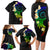 Polynesian Spiral Tribal Tattoo Family Matching Long Sleeve Bodycon Dress and Hawaiian Shirt Fanciful Color