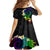 Polynesian Spiral Tribal Tattoo Family Matching Off The Shoulder Long Sleeve Dress and Hawaiian Shirt Fanciful Color