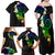 Polynesian Spiral Tribal Tattoo Family Matching Off Shoulder Maxi Dress and Hawaiian Shirt Fanciful Color