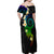 Polynesian Spiral Tribal Tattoo Family Matching Off Shoulder Maxi Dress and Hawaiian Shirt Fanciful Color