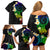 Polynesian Spiral Tribal Tattoo Family Matching Off Shoulder Short Dress and Hawaiian Shirt Fanciful Color