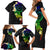 Polynesian Spiral Tribal Tattoo Family Matching Short Sleeve Bodycon Dress and Hawaiian Shirt Fanciful Color