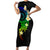 Polynesian Spiral Tribal Tattoo Family Matching Short Sleeve Bodycon Dress and Hawaiian Shirt Fanciful Color