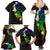 Polynesian Spiral Tribal Tattoo Family Matching Summer Maxi Dress and Hawaiian Shirt Fanciful Color