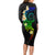 Polynesian Spiral Tribal Tattoo Long Sleeve Bodycon Dress Fanciful Color