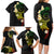 Polynesian Spiral Tribal Tattoo Family Matching Long Sleeve Bodycon Dress and Hawaiian Shirt Reggae Color