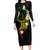 Polynesian Spiral Tribal Tattoo Family Matching Long Sleeve Bodycon Dress and Hawaiian Shirt Reggae Color