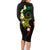 Polynesian Spiral Tribal Tattoo Family Matching Long Sleeve Bodycon Dress and Hawaiian Shirt Reggae Color