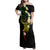 Polynesian Spiral Tribal Tattoo Family Matching Off Shoulder Maxi Dress and Hawaiian Shirt Reggae Color