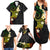 Polynesian Spiral Tribal Tattoo Family Matching Summer Maxi Dress and Hawaiian Shirt Reggae Color