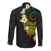 Polynesian Spiral Tribal Tattoo Long Sleeve Button Shirt Reggae Color LT03 - Polynesian Pride