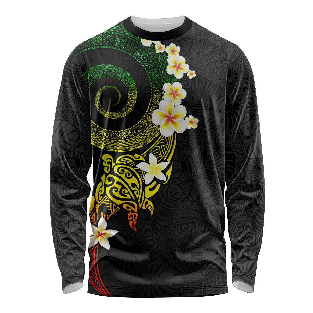 Polynesian Spiral Tribal Tattoo Long Sleeve Shirt Reggae Color LT03 Unisex Reggae - Polynesian Pride