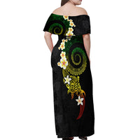 Polynesian Spiral Tribal Tattoo Off Shoulder Maxi Dress Reggae Color LT03 - Polynesian Pride