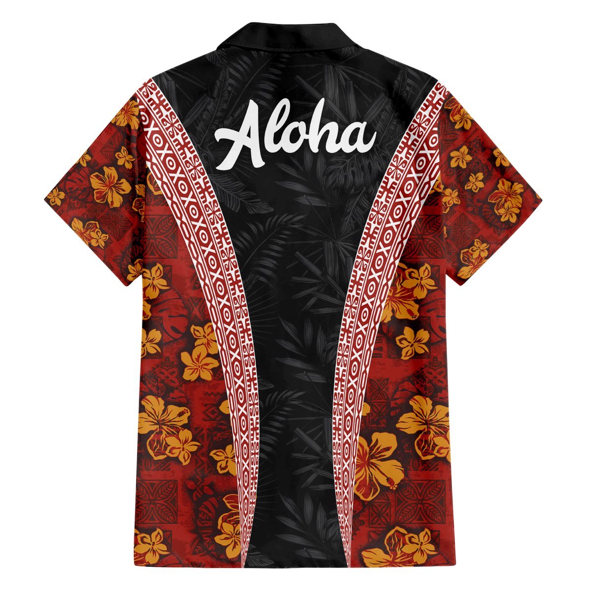 Hawaii Lei and Hibiscus Flowers Tribal Hawaiian Shirt Patchwork Abstract Vintage LT03 - Polynesian Pride