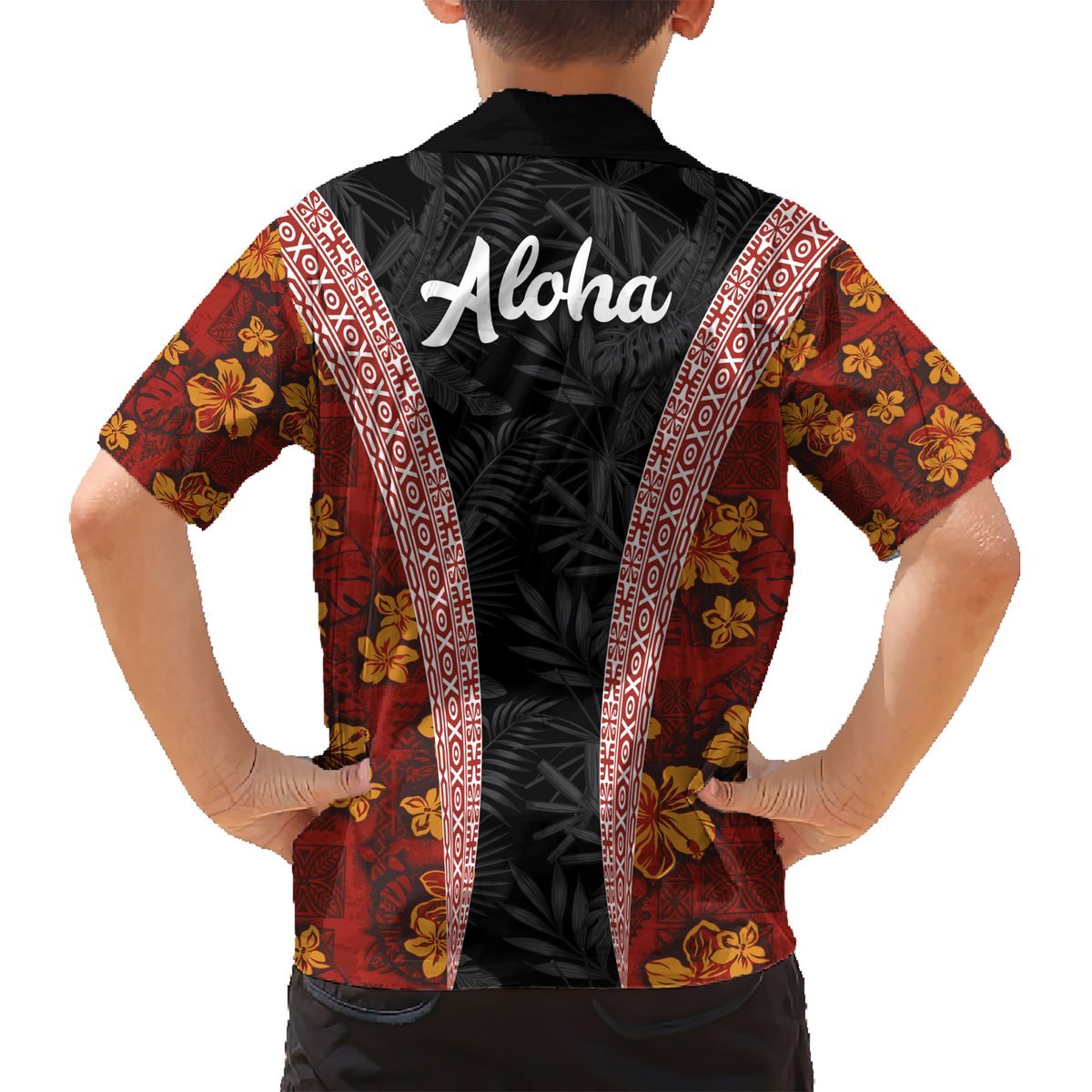 Hawaii Lei and Hibiscus Flowers Tribal Hawaiian Shirt Patchwork Abstract Vintage LT03 - Polynesian Pride