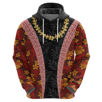 Hawaii Lei and Hibiscus Flowers Tribal Hoodie Patchwork Abstract Vintage LT03 - Polynesian Pride
