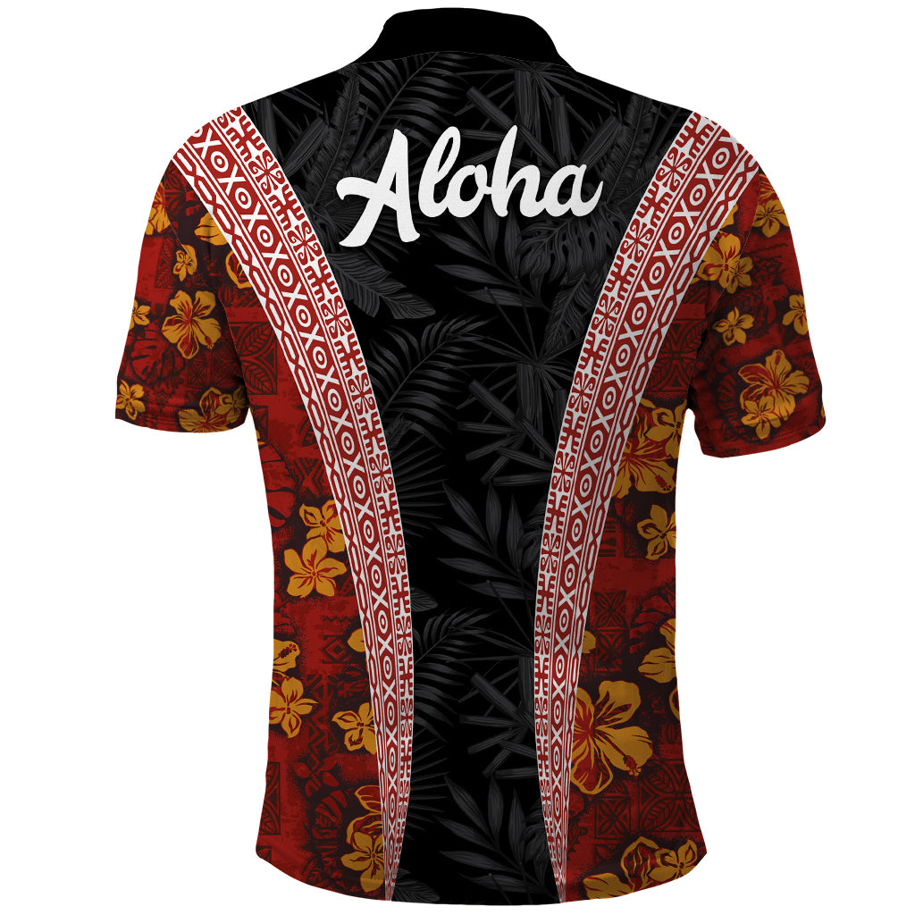 Hawaii Lei and Hibiscus Flowers Tribal Polo Shirt Patchwork Abstract Vintage LT03 - Polynesian Pride