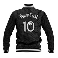 Aotearoa Volleyball Custom Baseball Jacket Silver Ferns and Maori Tribal Black LT03 - Polynesian Pride