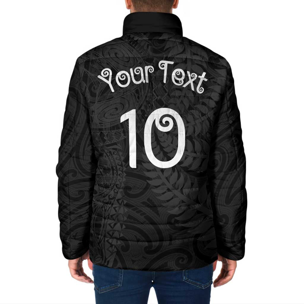 Aotearoa Volleyball Custom Padded Jacket Silver Ferns and Maori Tribal Black LT03 - Polynesian Pride