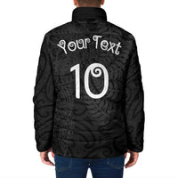 Aotearoa Volleyball Custom Padded Jacket Silver Ferns and Maori Tribal Black LT03 - Polynesian Pride