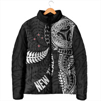 Aotearoa Volleyball Custom Padded Jacket Silver Ferns and Maori Tribal Black LT03 - Polynesian Pride