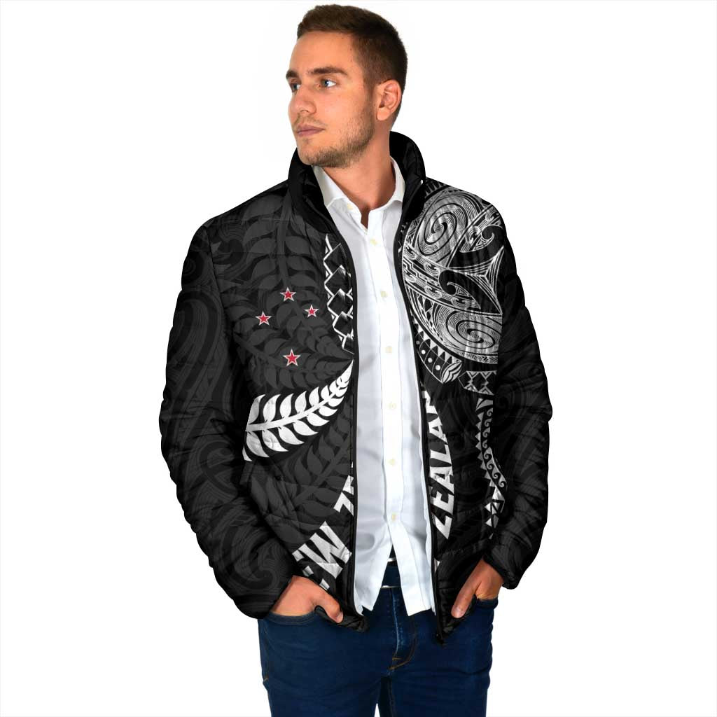 Aotearoa Volleyball Custom Padded Jacket Silver Ferns and Maori Tribal Black LT03 - Polynesian Pride