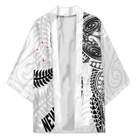 Aotearoa Volleyball Custom Kimono Silver Ferns and Maori Tribal White LT03 Unisex White - Polynesian Pride