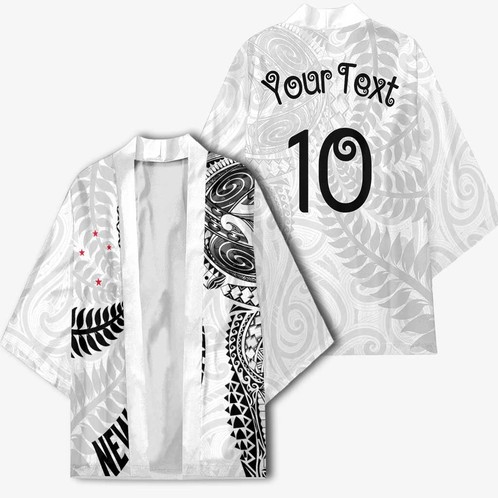 Aotearoa Volleyball Custom Kimono Silver Ferns and Maori Tribal White LT03 - Polynesian Pride