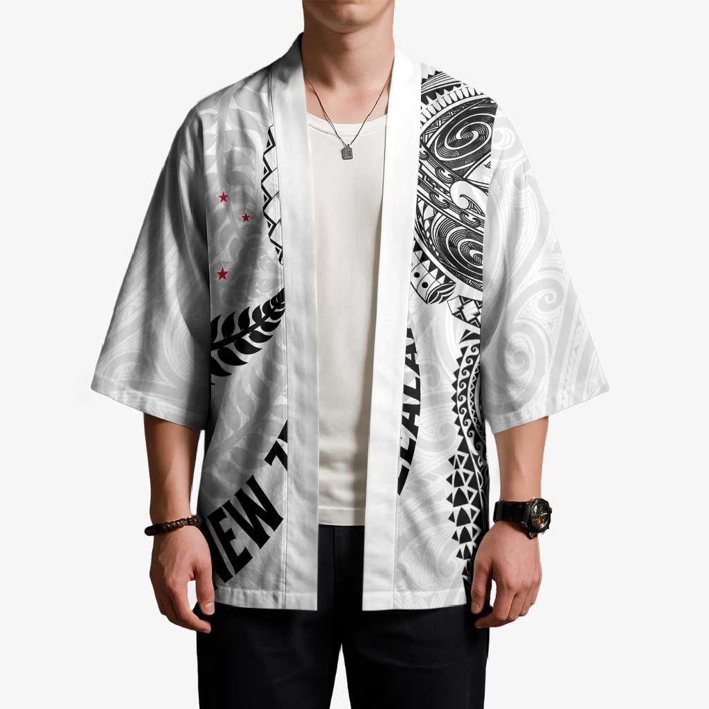 Aotearoa Volleyball Custom Kimono Silver Ferns and Maori Tribal White LT03 - Polynesian Pride