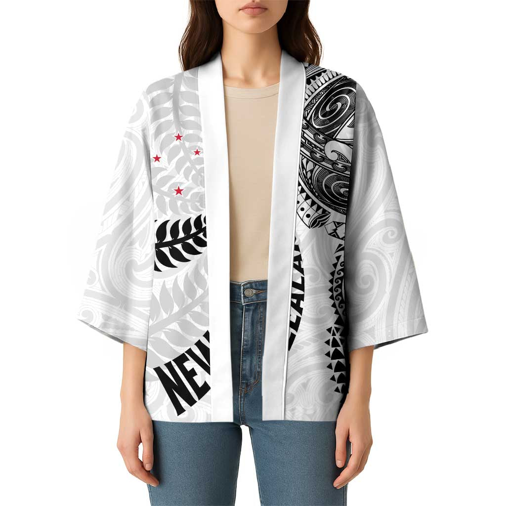 Aotearoa Volleyball Custom Kimono Silver Ferns and Maori Tribal White LT03 - Polynesian Pride