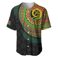 Vanuatu Tribal Tattoo with Namele Leaves Baseball Jersey LT03 Black - Polynesian Pride