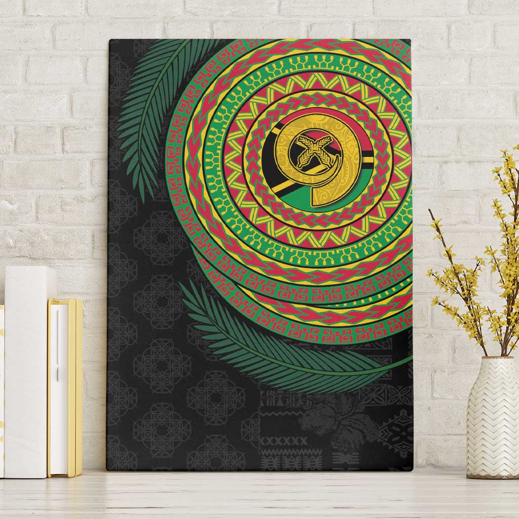 Vanuatu Tribal Tattoo with Namele Leaves Canvas Wall Art LT03 Without Frame Black - Polynesian Pride