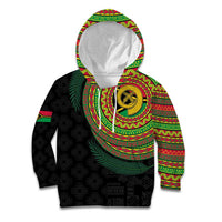 Vanuatu Tribal Tattoo with Namele Leaves Kid Hoodie LT03 Hoodie Black - Polynesian Pride