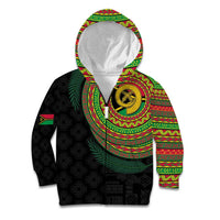 Vanuatu Tribal Tattoo with Namele Leaves Kid Hoodie LT03 Zip Hoodie Black - Polynesian Pride