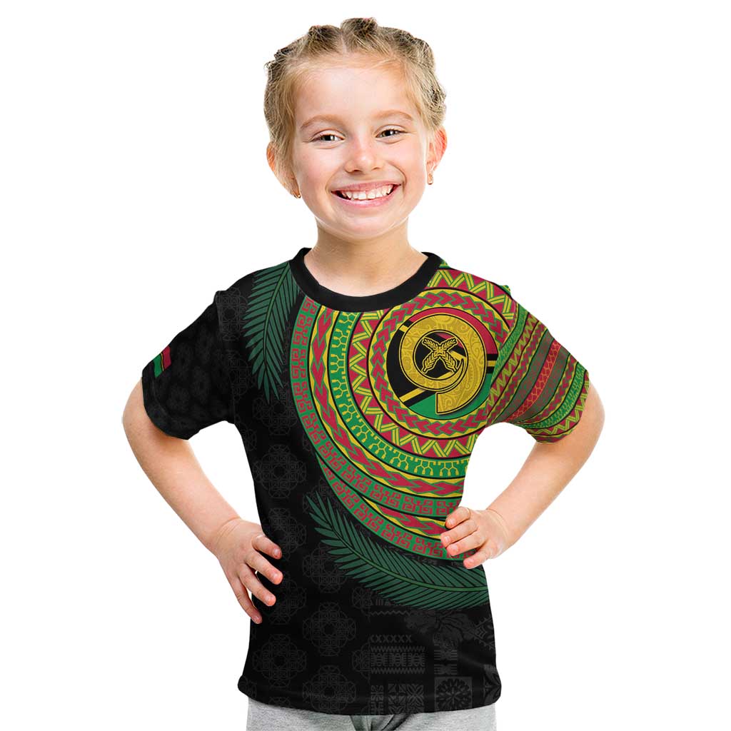 Vanuatu Tribal Tattoo with Namele Leaves Kid T Shirt LT03 Black - Polynesian Pride