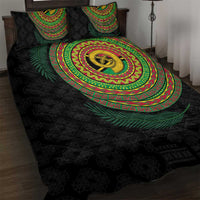 Vanuatu Tribal Tattoo with Namele Leaves Quilt Bed Set LT03 Black - Polynesian Pride