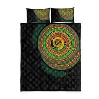 Vanuatu Tribal Tattoo with Namele Leaves Quilt Bed Set LT03 - Polynesian Pride