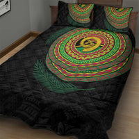Vanuatu Tribal Tattoo with Namele Leaves Quilt Bed Set LT03 - Polynesian Pride