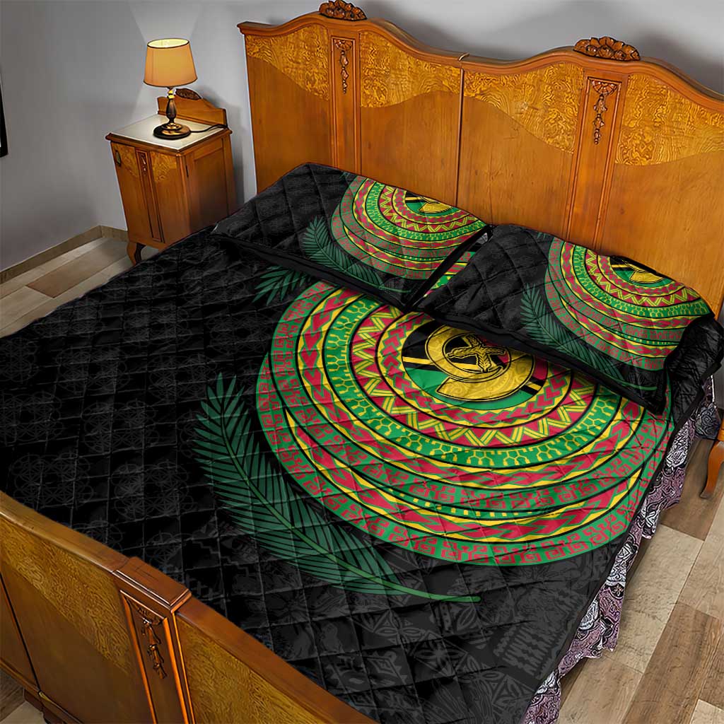 Vanuatu Tribal Tattoo with Namele Leaves Quilt Bed Set LT03 - Polynesian Pride