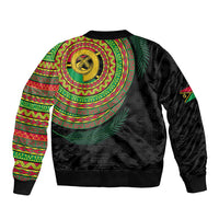 Vanuatu Tribal Tattoo with Namele Leaves Sleeve Zip Bomber Jacket LT03 - Polynesian Pride