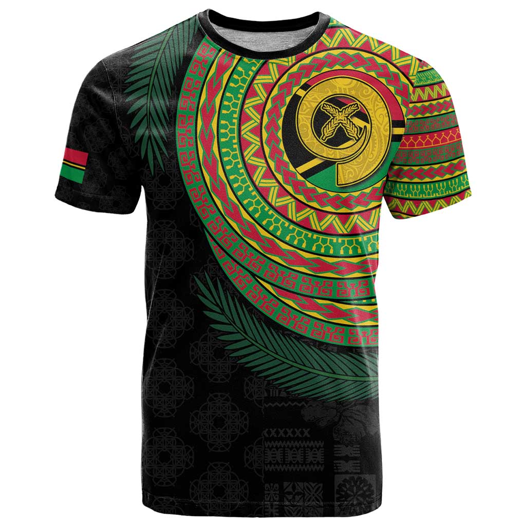 Vanuatu Tribal Tattoo with Namele Leaves T Shirt LT03 Black - Polynesian Pride
